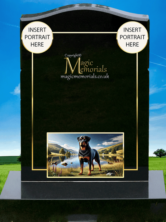 Rottweiler Themed Headstone Memorial