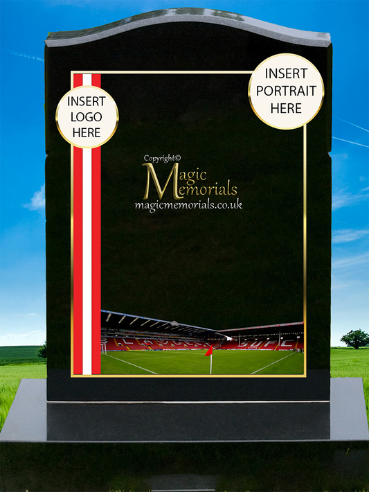 Sheffield United Supporter Memorial Headstone crafted from premium granite, featuring high-resolution images and a personalised inscription. A meaningful tribute for devoted Blades fans, fully customisable with names, dates, and heartfelt messages.
