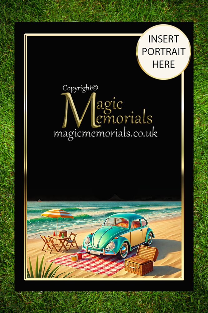 Granite cremation tablet for a car enthusiast, with personalised inscription and custom vehicle artwork added after order. A respectful tribute to a passionate motor lover.

