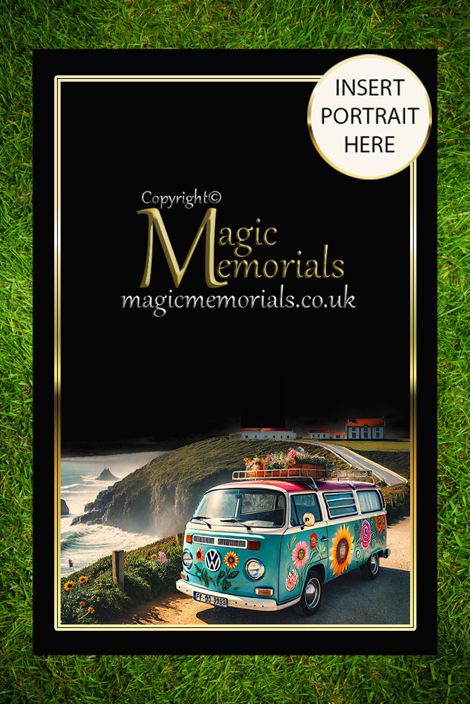 Granite cremation tablet for a car enthusiast, with personalised inscription and custom vehicle artwork added after order. A respectful tribute to a passionate motor lover.

