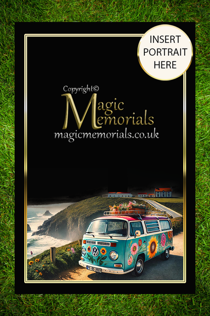 Granite cremation tablet for a car enthusiast, with personalised inscription and custom vehicle artwork added after order. A respectful tribute to a passionate motor lover.

